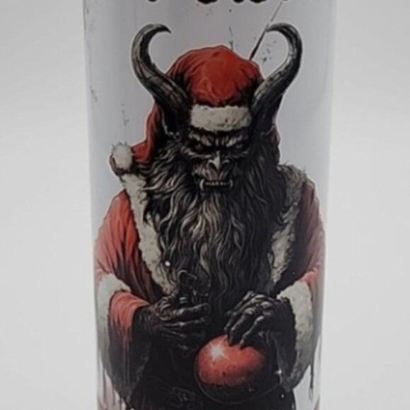 Merry Krampus Tumbler With Lid & Straw 20 oz Dark Christmas Naughty Child Horror - Picture 6 of 9
